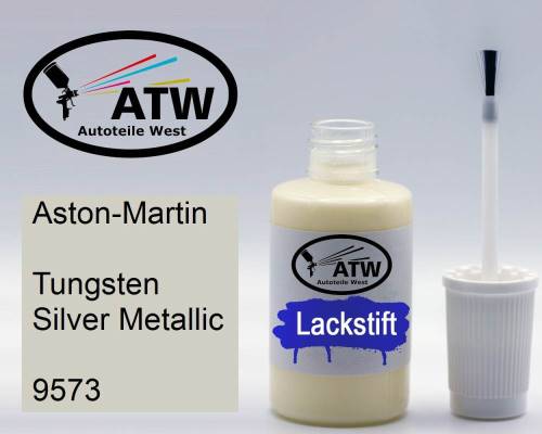 Aston-Martin, Tungsten Silver Metallic, 9573: 20ml Lackstift, von ATW Autoteile West.